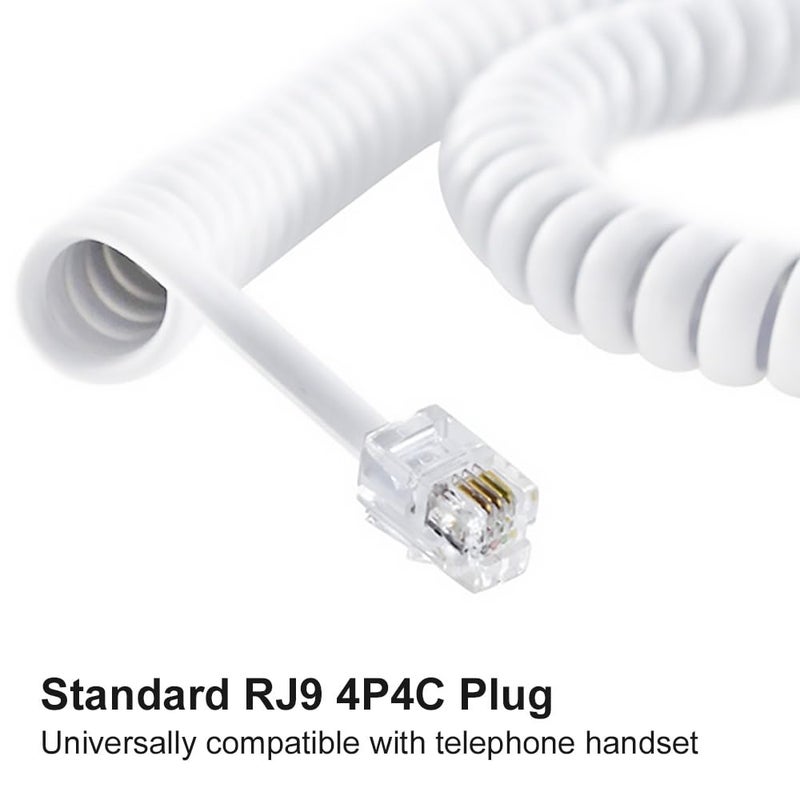 XANHAM Telephone Handset Cords Uncoiled 10 feet(Coiled 1.2 feet) with RJ9 4P4C Connectors Cable for Landline Phone, White, 2 Pack, Universally Compatible, AV04705 - Image 2